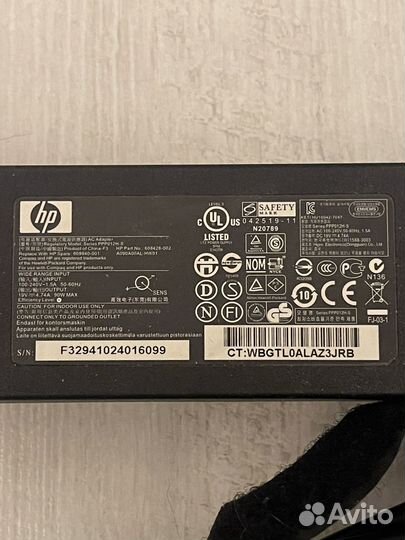 Оригинальный блок для ноутбука hp 19v4.74a 90w