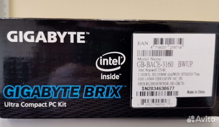 Неттоп, Мини пк gigabyte brix GB-bace-3160 bwup