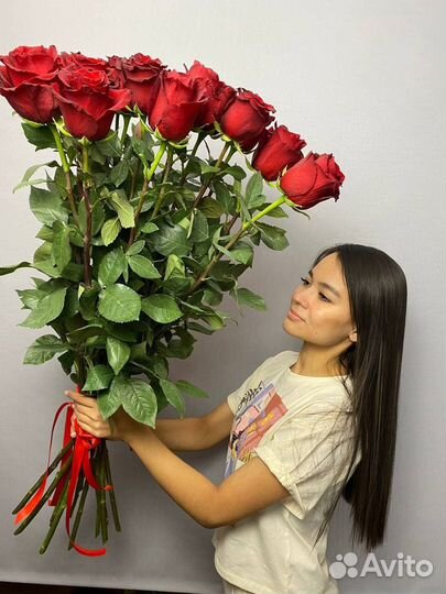 Метровые розы эквадор красные розы 100см