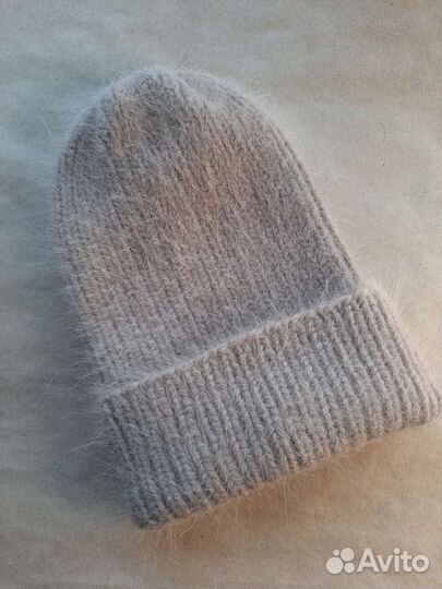 Вязаная шапка из пуха норки (ангора) ручная работа