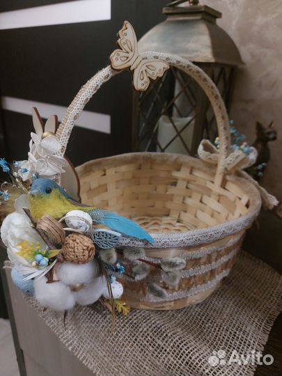 Пасхальная корзина, пасхальный декор, пасха