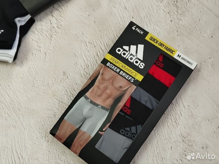 M, 4 шт, Трусы мужские боксеры Adidas