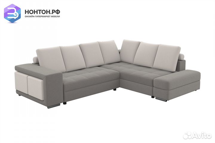 Диван угловой еврокнижка Вега-24 серый / светло-се