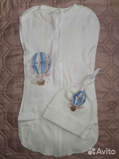 Пеленка-кокон с шапочкой