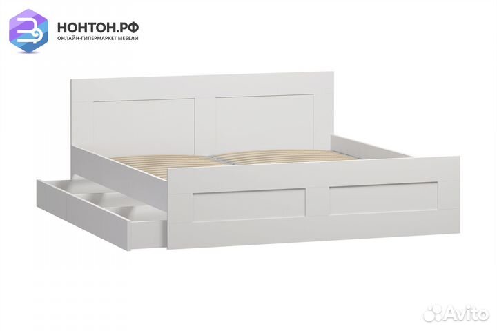 Кровать двуспальная Сириус белая с ящиками