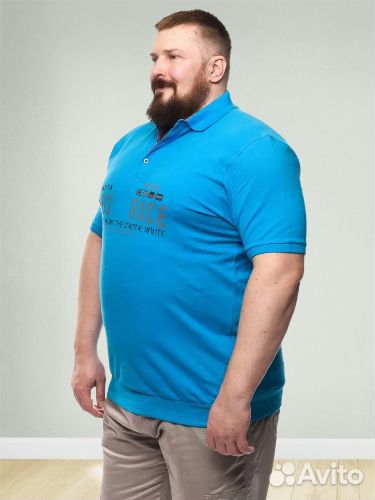 Polo для мужчин на пуговицах с (3XL-7XL)из хлопка