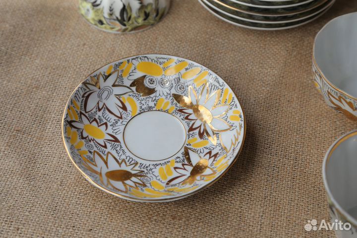 Чайная пара лфз костяной фарфор Осень Ромашки