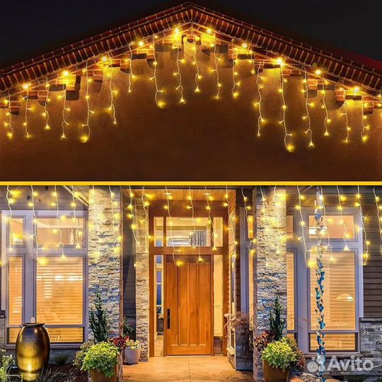 Гирлянда Бахрома уличная тёплый свет 6 м