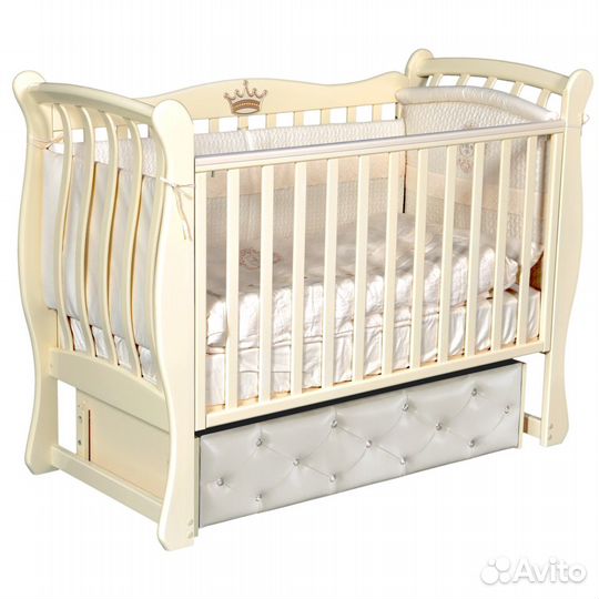 Кроватка Луиза 3 с мягким фасадом, Слоновая кость