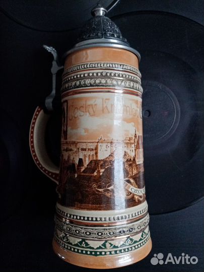 Кружка фарфоровая пивная с крышкой