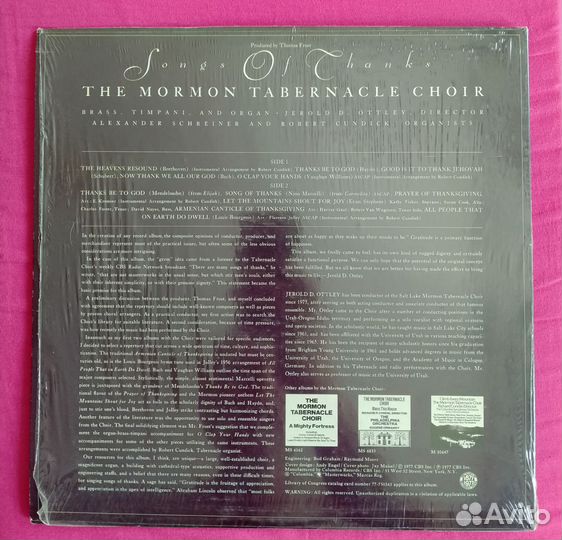 Винил The mormon tabernacle choir 1977