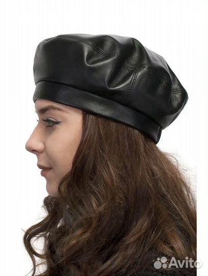 Берет женский кожаный