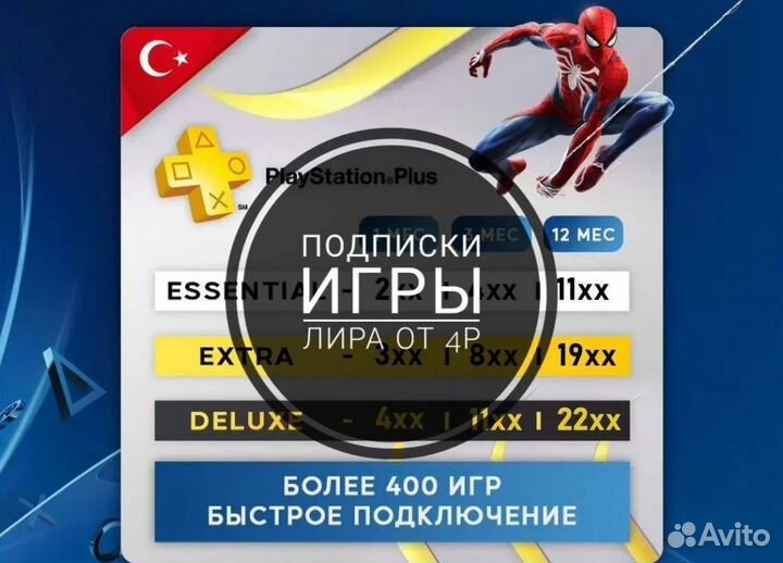 Подписка PS Plus Extra Deluxe +400 игр