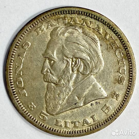 Монета. Литва 1936 год. Серебро