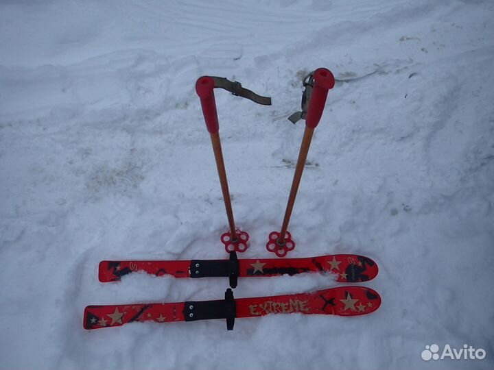 Лыжи детские и палки 3-5 лет 2 комплекта