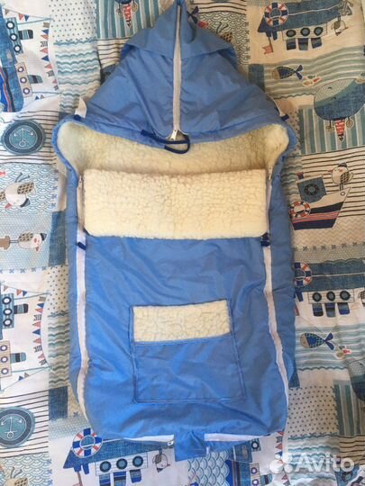 Конверт зимний на овчине натуральный в коляску