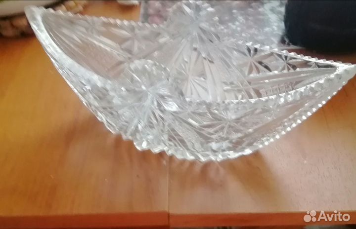 Конфетница-ладья хрустальная СССР
