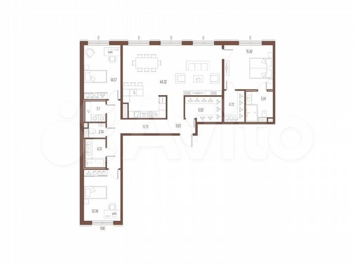 3-к. квартира, 132,9 м², 3/9 эт.