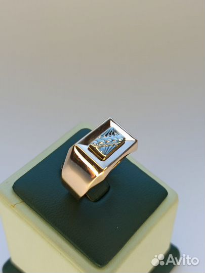Мужское золотое кольцо, печатка, 583 проба, СССР