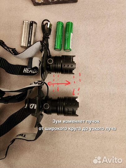 Сверхъяркий налобный фонарь 1км 