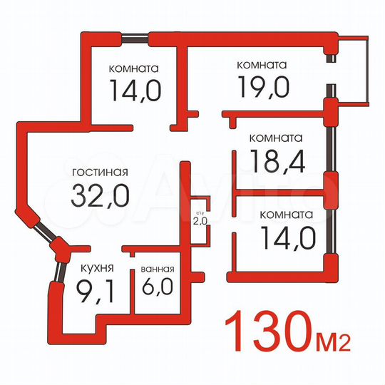 5-к. квартира, 130 м², 3/4 эт.