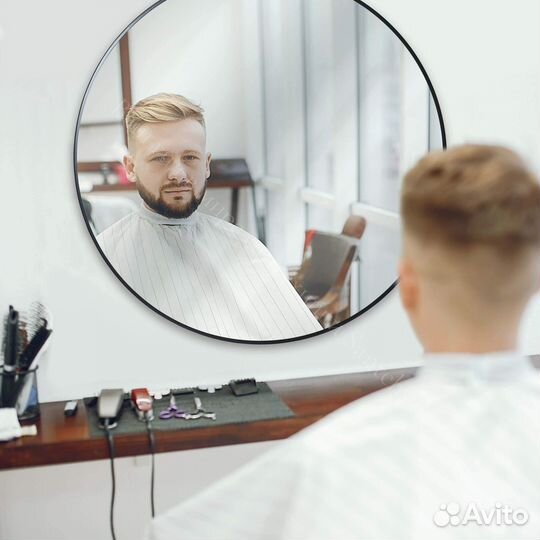 Круглое зеркало в черной раме Papillon