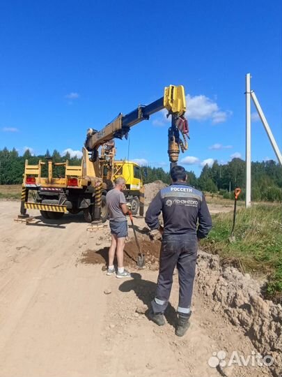 Установка жб опор,электрических столбов