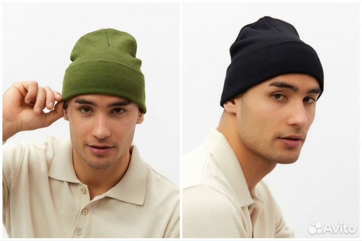 Новые мужские шапки двухслойные