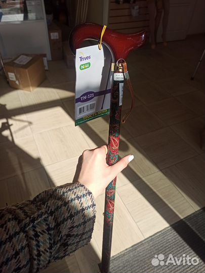 Трость с Т-образной ручкой и ремешком телескоп-ая