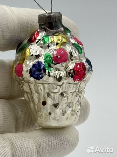 Елочные игрушки СССР корзина цветов (788)