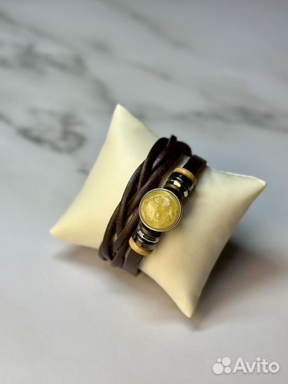 Браслет с натуральным янтарем