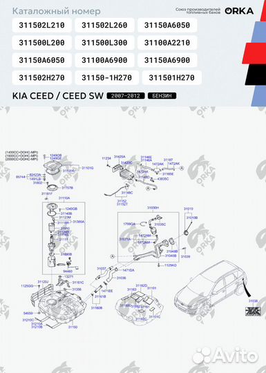 Топливный бак Kia Ceed антикоррозия