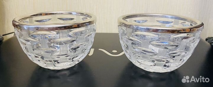 Вазы хрусталь с металлическим ободком СССР