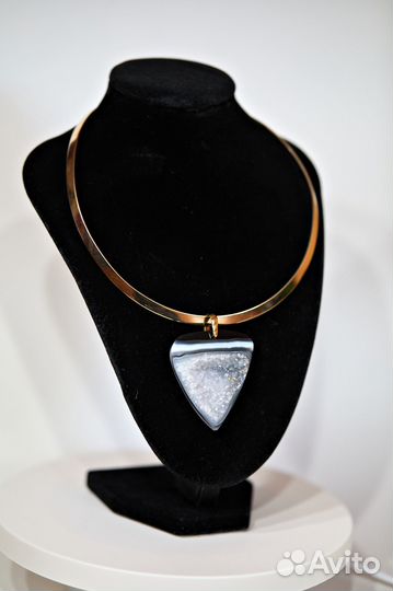 Ожерелье Сердечко с натуральным камнем Идеальный п