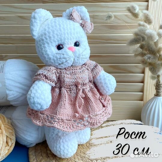 Вязаные игрушки Кошечка, вязаный кот