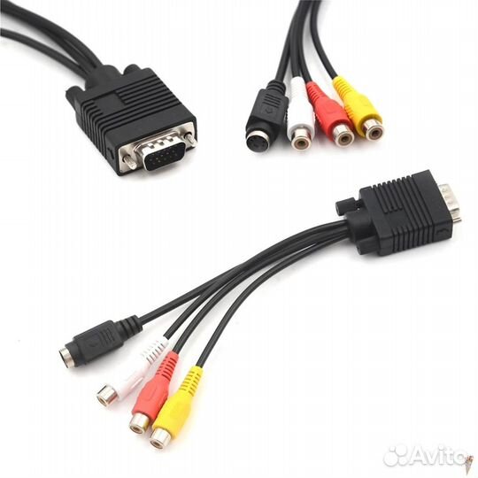 Кабель переходник VGA + S-Video 3 RCA