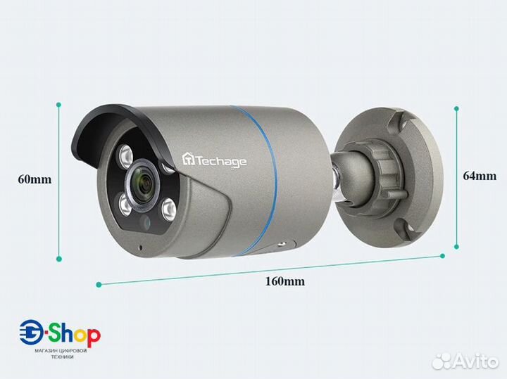 IP Камера Techage 4Mp PoE 48V/DC12V ик IP66