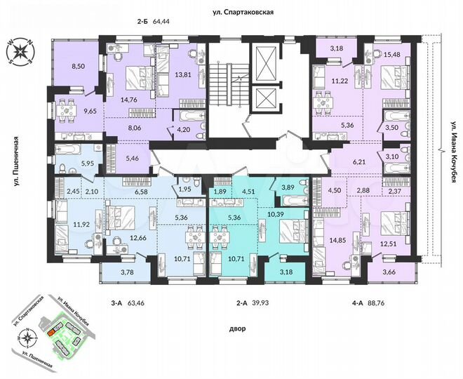 3-к. квартира, 63,5 м², 11/12 эт.