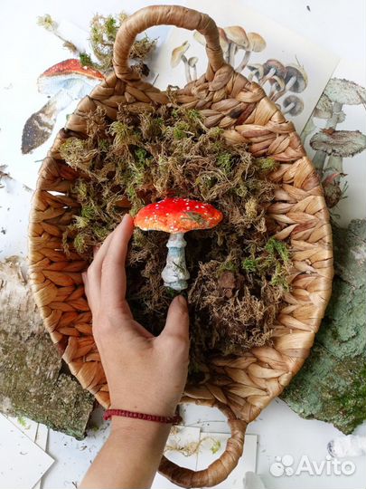 Ватная игрушка мухомор