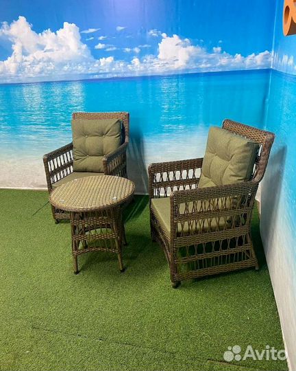 Кофейный комплект из искусственного ротанга