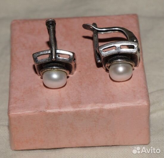 Серьги серебро бронницкий ювелир с жемчугом 8гр bo