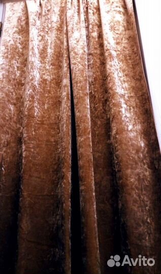 Шторы Италия велюр бархат золотой. 2/160 см мрам