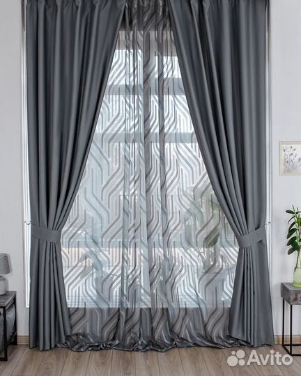 Портьеры блэкаут Амадео Серый шторы