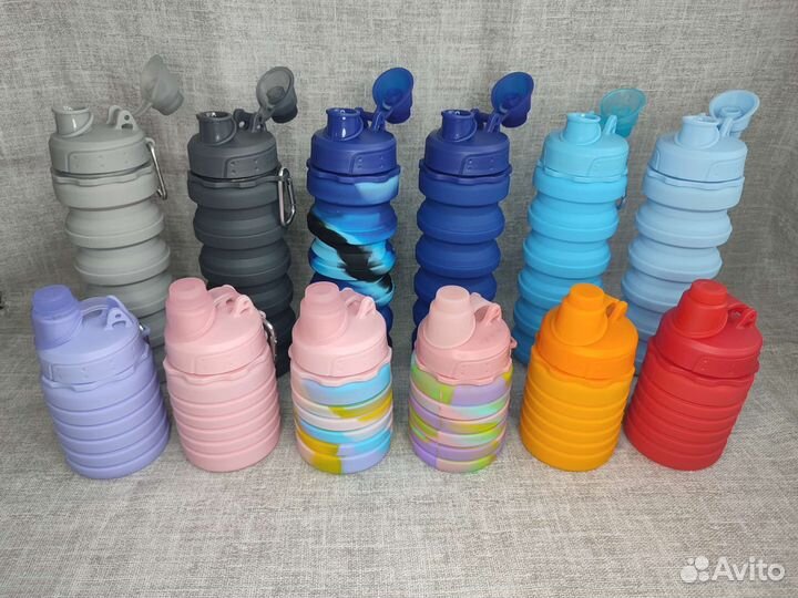 Бутылка для воды складная силиконовая