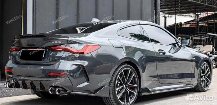 Спойлер BMW 4 G22 M4 New style черный глянец