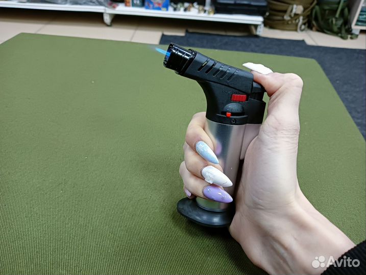 Зажигалка газовая турбо Серая