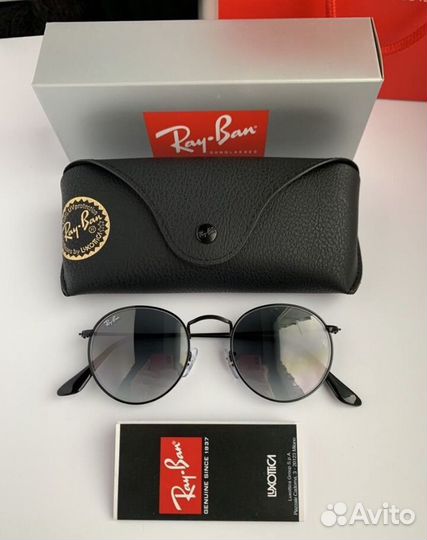 Очки ray ban round metal пепельные