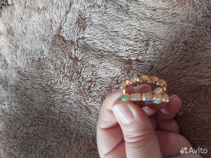 Серьги и кольцо с натуральными жёлтыми опалами