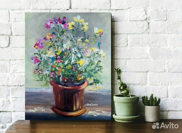 Картина Маслом цветы, картина маслом на холсте