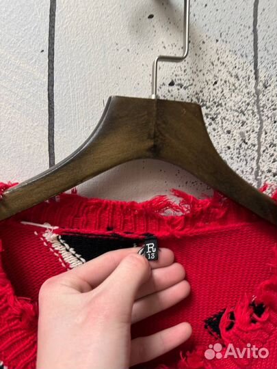 Свитер R-13 Red-Black Logo Over Hearts Оригинал